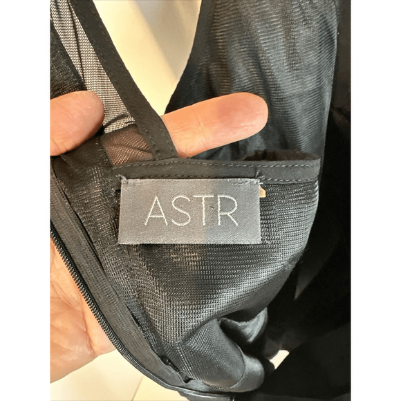 ASTR Fit & Flare Dress Black Mesh Shake Skin Textured Sleeveless womans Medium - Picture 10 of 15